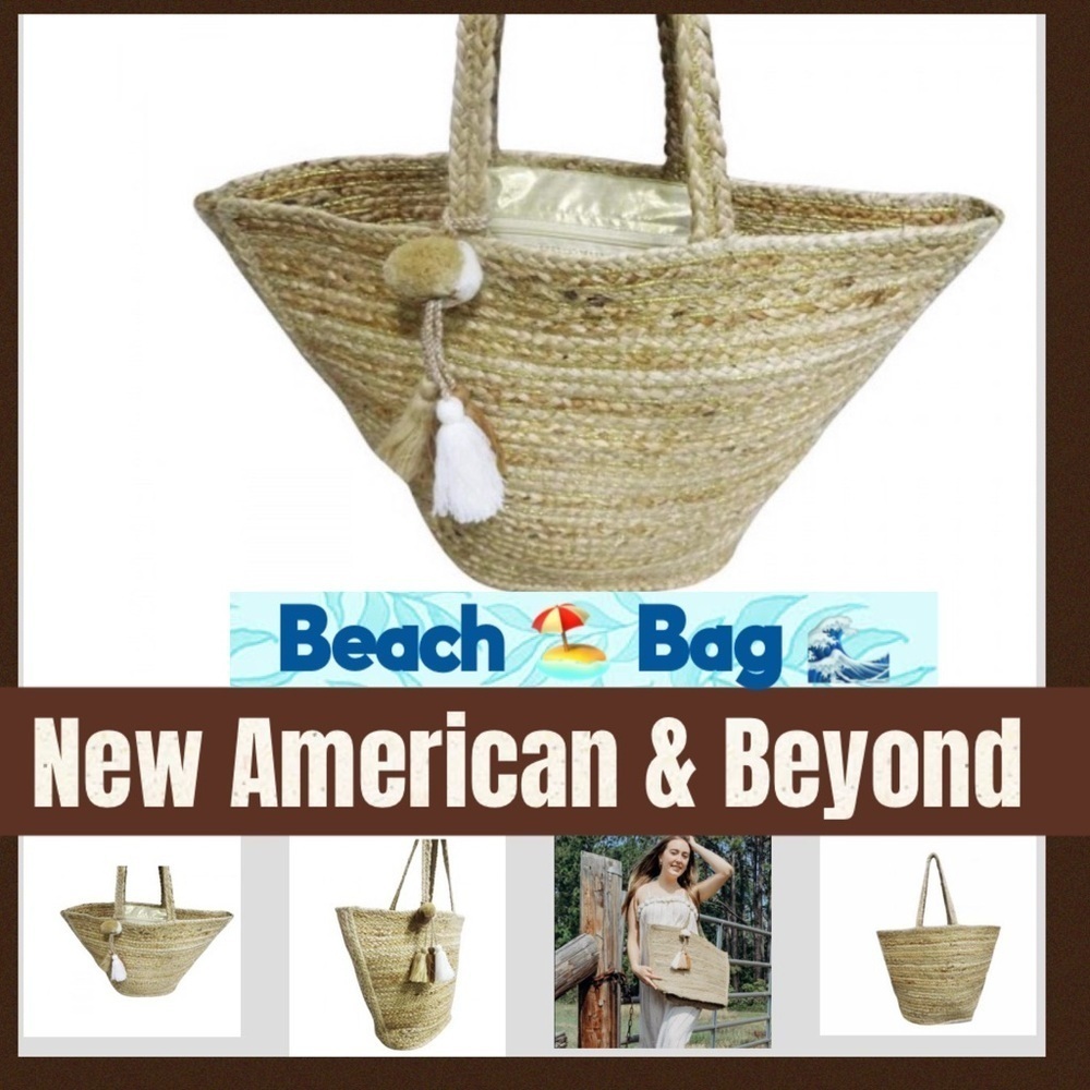NWT American And Beyond Travel Jute Tote Bag El Enshrine Handwoven